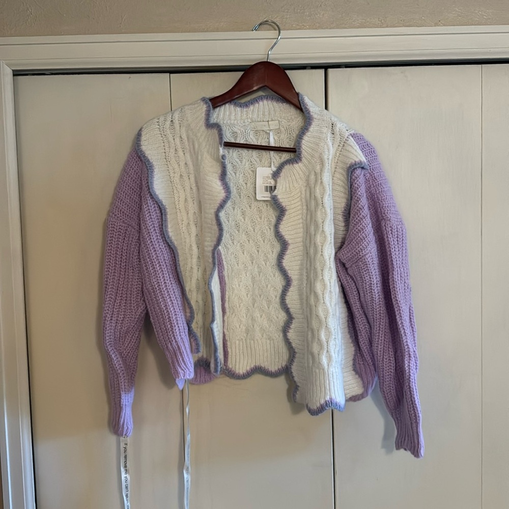 Vita Grace lavender/white cardigan size Large